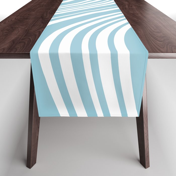 Wavy Stripes XXXV - Sky Blue Table Runner Gallery Image 1