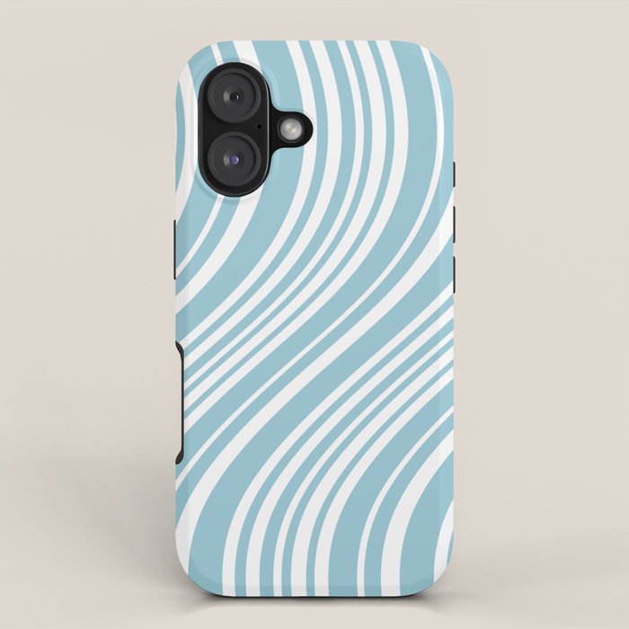 Wavy Stripes XXXV - Sky Blue iPhone Case Gallery Image 1