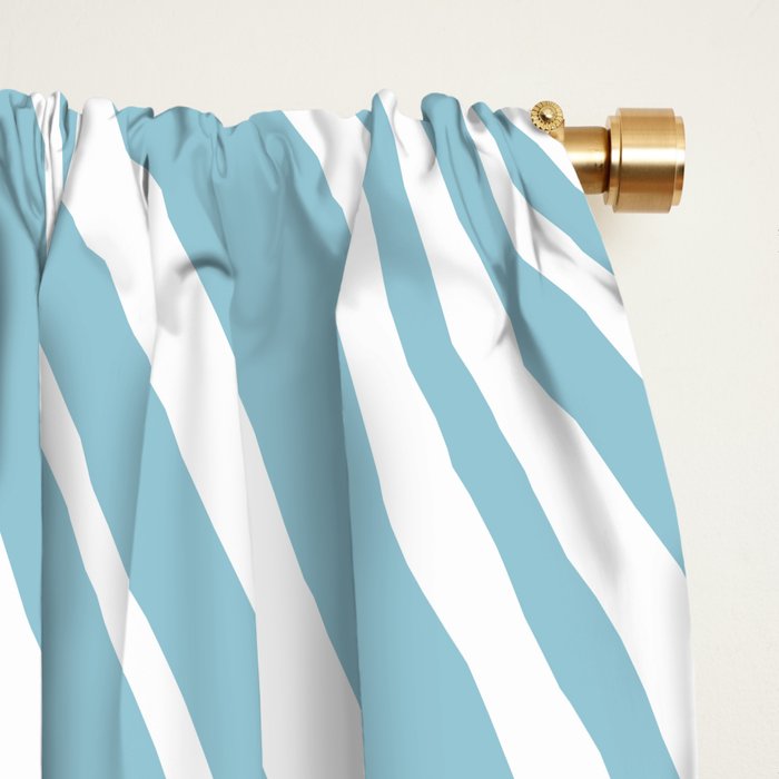 Wavy Stripes XXXV - Sky Blue Window Curtain Gallery Image 2