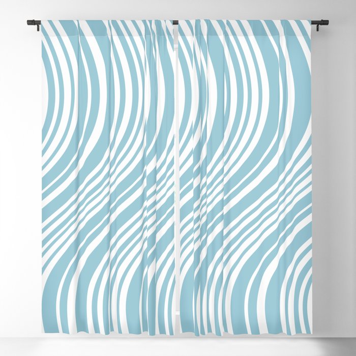 Wavy Stripes XXXV - Sky Blue Window Curtain Gallery Image 5