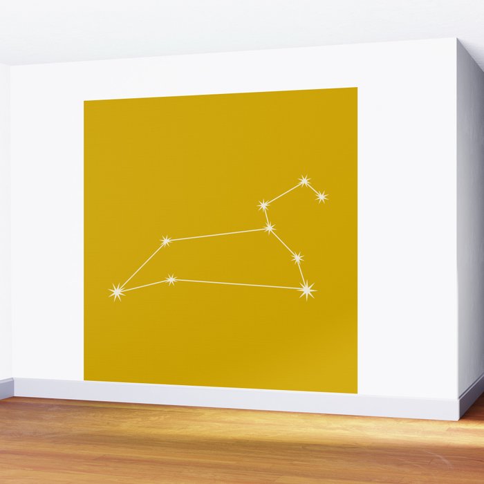 Leo Zodiac Star Constellation Line Art Golden Yellow Wall Mural Gallery Image 2