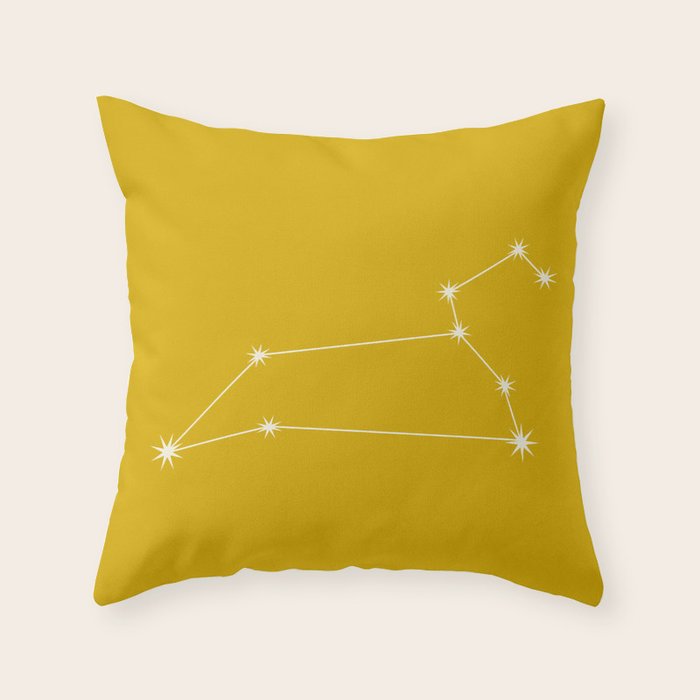 Leo Zodiac Star Constellation Line Art Golden Yellow Throw Pillow Gallery Image 1