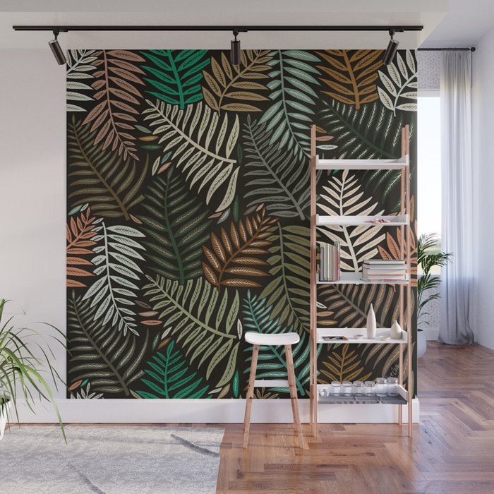 Palm Pattern â Khaki Green Wall Mural Gallery Image 1