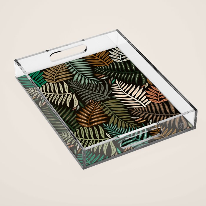 Palm Pattern â Khaki Green Acrylic Tray Gallery Image 1