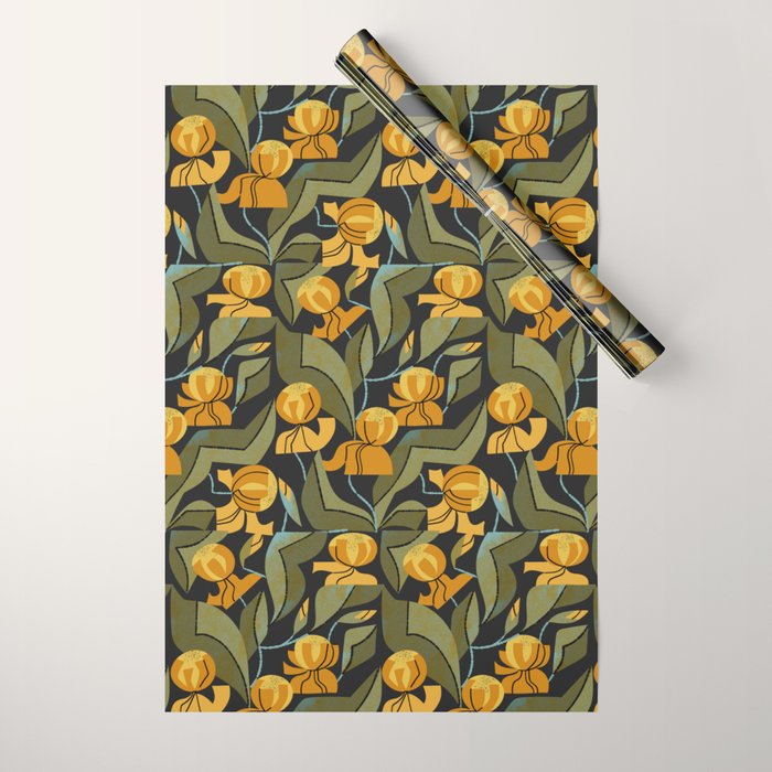 Gold Garden Iris Wrapping Paper Gallery Image 1