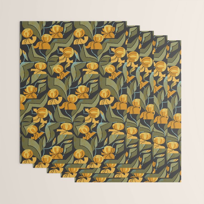 Gold Garden Iris Wrapping Paper Gallery Image 3