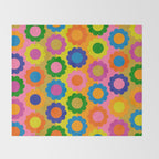 Happy Flowers Colorful Retro Maximalist Pattern Throw Blanket Gallery Image 2