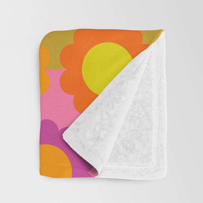 Happy Flowers Colorful Retro Maximalist Pattern Throw Blanket Gallery Image 3