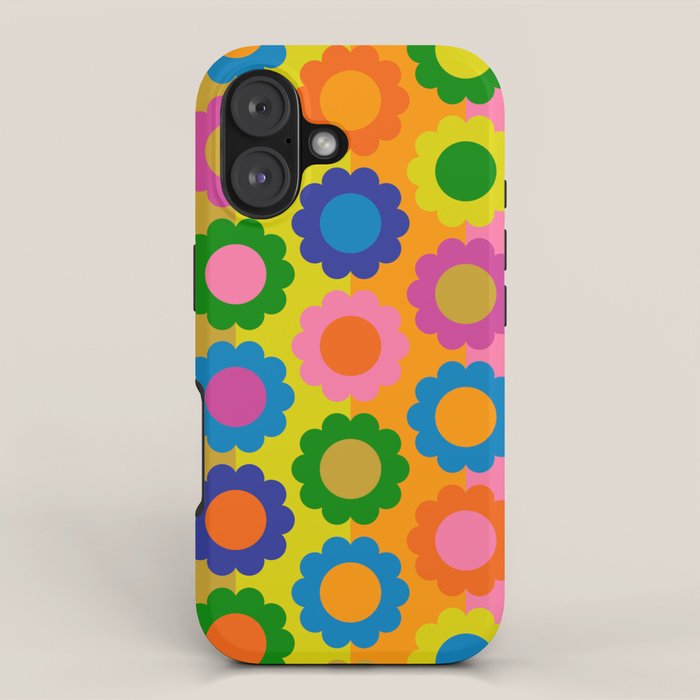Happy Flowers Colorful Retro Maximalist Pattern iPhone Case Gallery Image 1
