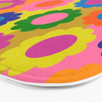 Happy Flowers Colorful Retro Maximalist Pattern Bath Mat Gallery Image 3