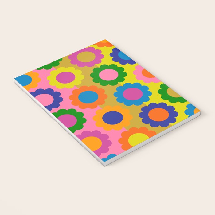 Happy Flowers Colorful Retro Maximalist Pattern Notebook Gallery Image 3