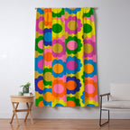 Happy Flowers Colorful Retro Maximalist Pattern Window Curtain Gallery Image 5