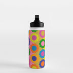 Happy Flowers Colorful Retro Maximalist Pattern Water Bottle Gallery Image 3