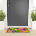 Happy Flowers Colorful Retro Maximalist Pattern Welcome Mat Gallery Image 3