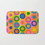Happy Flowers Colorful Retro Maximalist Pattern Bath Mat Gallery Image 1