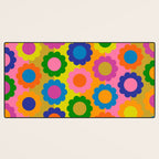 Happy Flowers Colorful Retro Maximalist Pattern Desk Mat Gallery Image 3