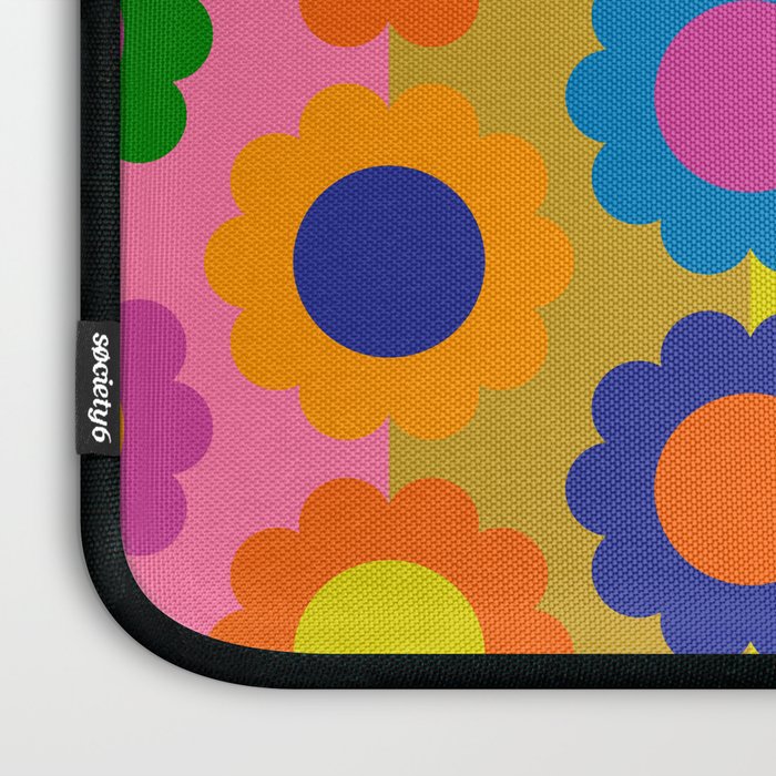 Happy Flowers Colorful Retro Maximalist Pattern Laptop Sleeve Gallery Image 3