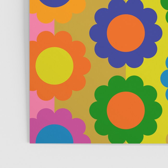 Happy Flowers Colorful Retro Maximalist Pattern Poster Gallery Image 3
