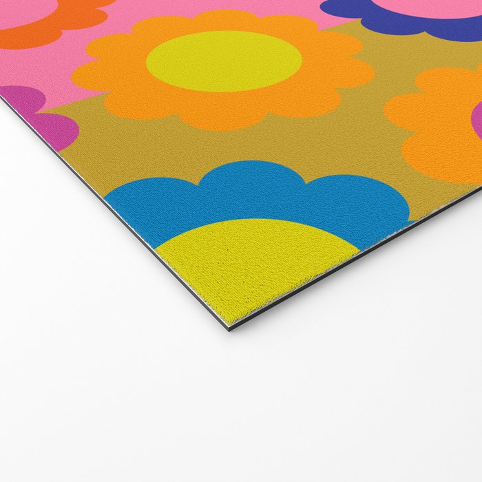 Happy Flowers Colorful Retro Maximalist Pattern Welcome Mat Gallery Image 2