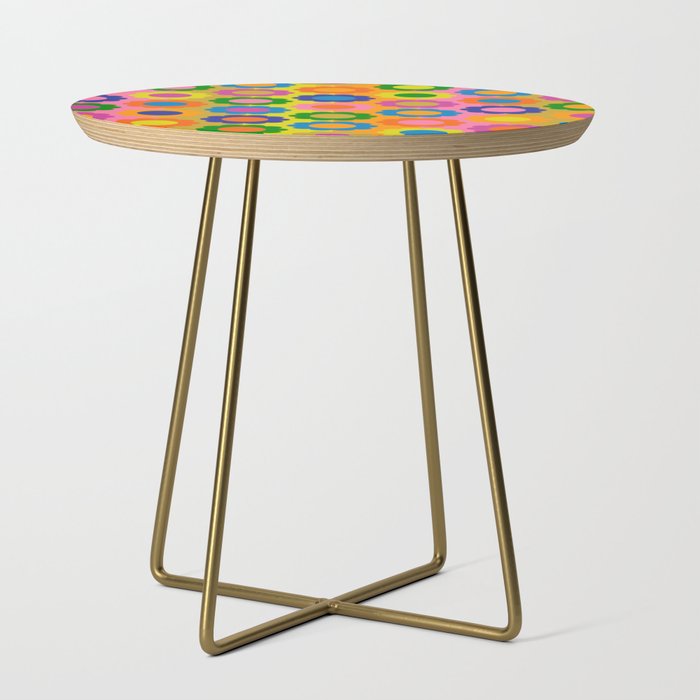 Happy Flowers Colorful Retro Maximalist Pattern Side Table Gallery Image 1