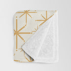 Twinkling Mid Century Modern Starburst Pattern Cream and Muted Mustard Gold Throw Blanket Gallery Image 3