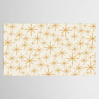 Twinkling Mid Century Modern Starburst Pattern Cream and Muted Mustard Gold Tablecloth Gallery Image 2