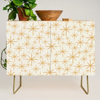 Twinkling Mid Century Modern Starburst Pattern Cream and Muted Mustard Gold Credenza Gallery Image 1