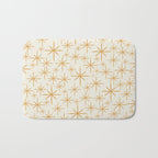 Twinkling Mid Century Modern Starburst Pattern Cream and Muted Mustard Gold Bath Mat Gallery Image 1
