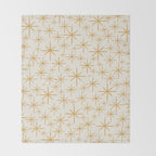 Twinkling Mid Century Modern Starburst Pattern Cream and Muted Mustard Gold Throw Blanket Gallery Image 2