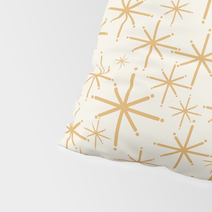 Twinkling Mid Century Modern Starburst Pattern Cream and Muted Mustard Gold Pillow Sham Gallery Image 4