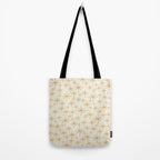 Twinkling Mid Century Modern Starburst Pattern Cream and Muted Mustard Gold Tote Bag Gallery Image 2