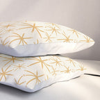 Twinkling Mid Century Modern Starburst Pattern Cream and Muted Mustard Gold Pillow Sham Gallery Image 3