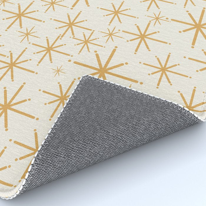 Twinkling Mid Century Modern Starburst Pattern Cream and Muted Mustard Gold Rug Gallery Image 4