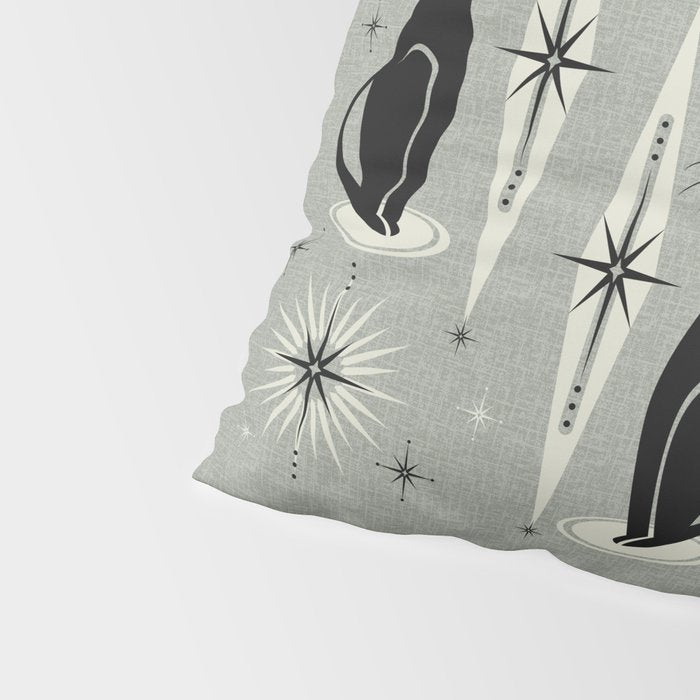 Mid Century Meow Retro Atomic Cats - Gray Pillow Sham Gallery Image 4
