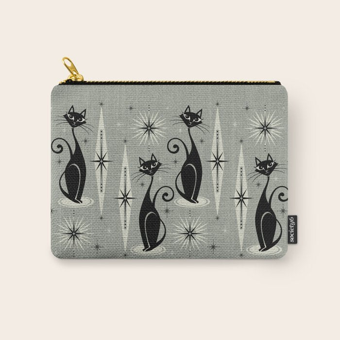 Mid Century Meow Retro Atomic Cats - Gray Carry All Pouch Gallery Image 1