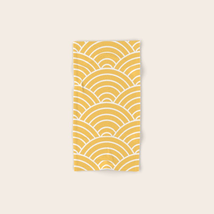 Yellow Japanese Seigaiha Wave Bath Towel Gallery Image 1