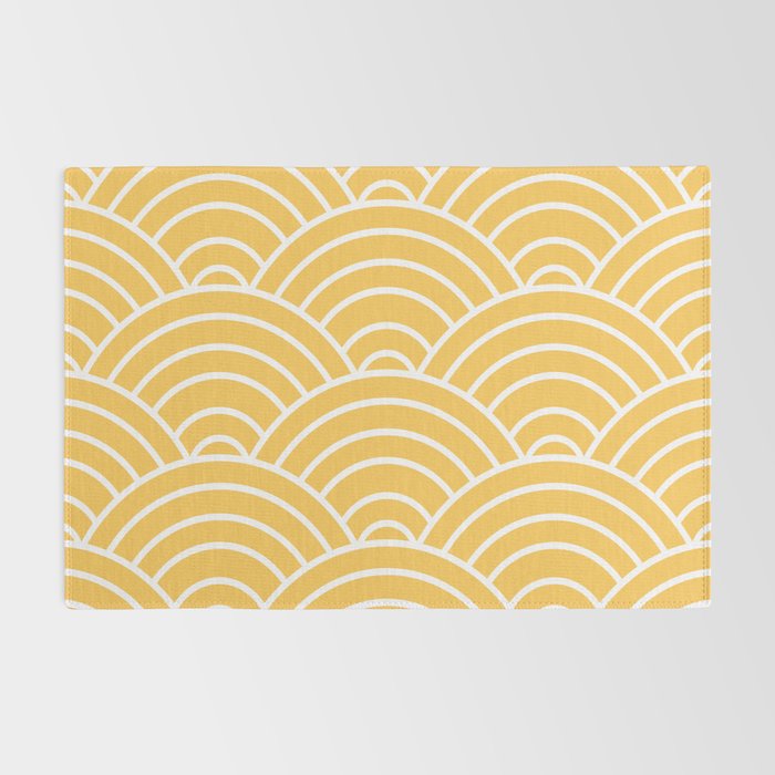 Yellow Japanese Seigaiha Wave Rug Gallery Image 2