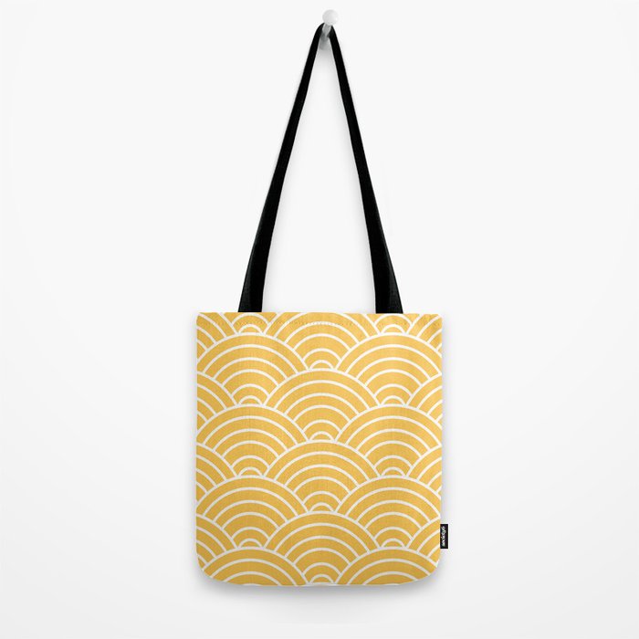 Yellow Japanese Seigaiha Wave Tote Bag Gallery Image 2