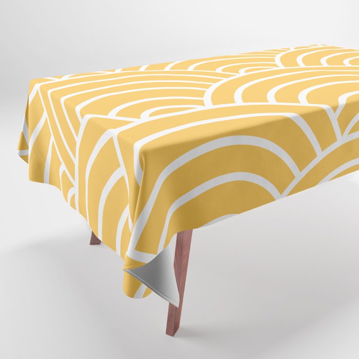 Yellow Japanese Seigaiha Wave Tablecloth Gallery Image 1