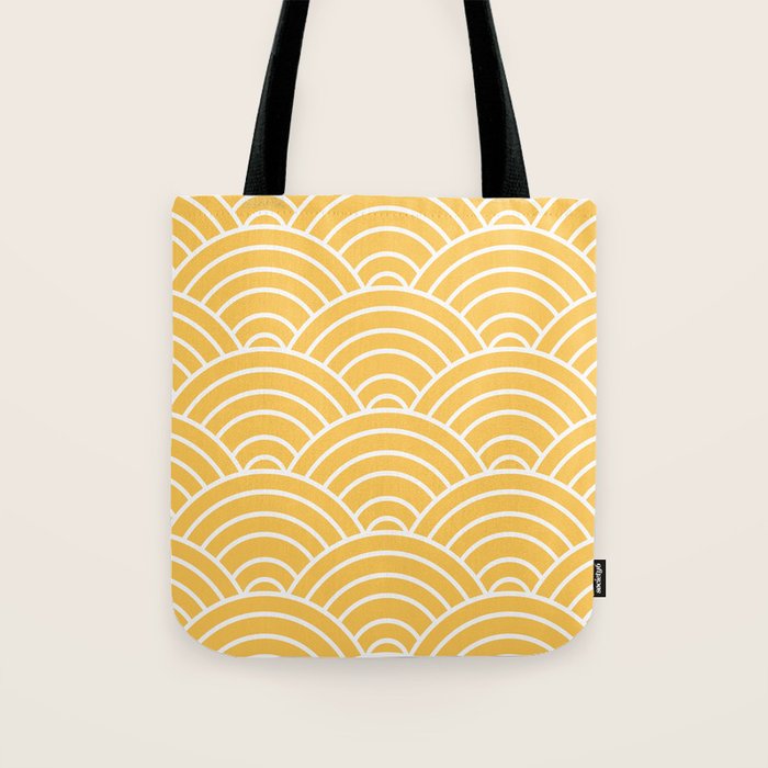 Yellow Japanese Seigaiha Wave Tote Bag