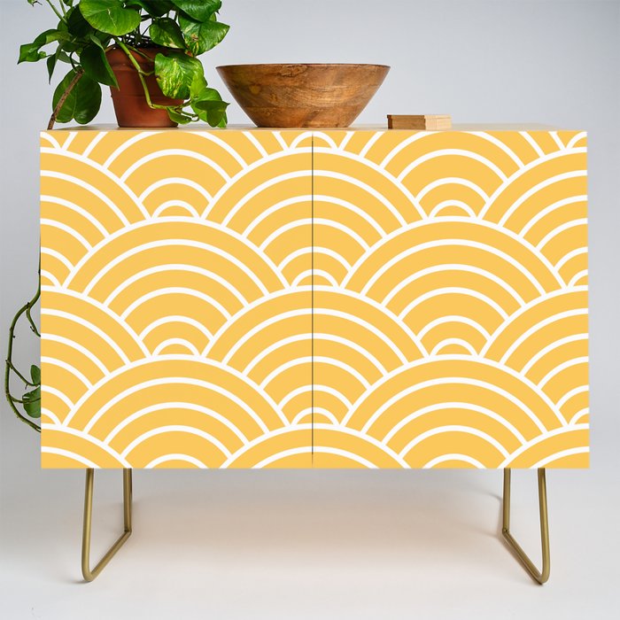 Yellow Japanese Seigaiha Wave Credenza Gallery Image 1