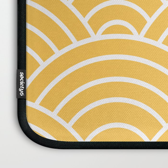 Yellow Japanese Seigaiha Wave Laptop Sleeve Gallery Image 3