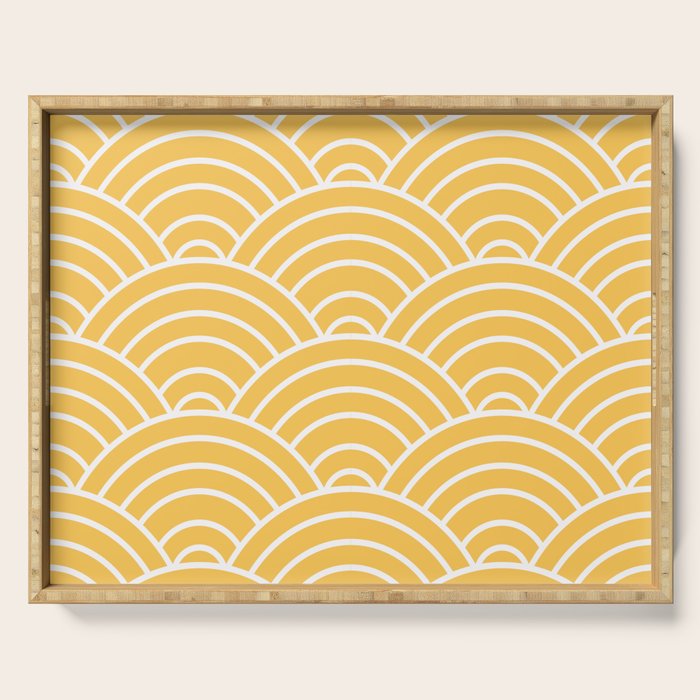 Yellow Japanese Seigaiha Wave Serving Tray Gallery Image 1