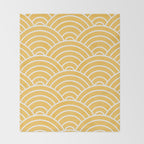 Yellow Japanese Seigaiha Wave Throw Blanket Gallery Image 2