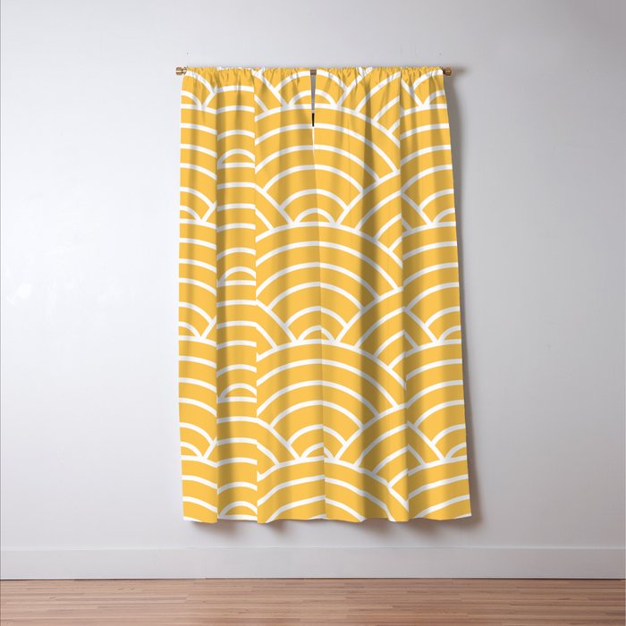 Yellow Japanese Seigaiha Wave Window Curtain Gallery Image 3