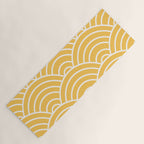 Yellow Japanese Seigaiha Wave Yoga Mat Gallery Image 1