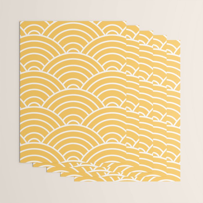 Yellow Japanese Seigaiha Wave Wrapping Paper Gallery Image 3
