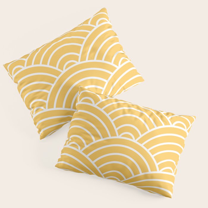 Yellow Japanese Seigaiha Wave Pillow Sham Gallery Image 1