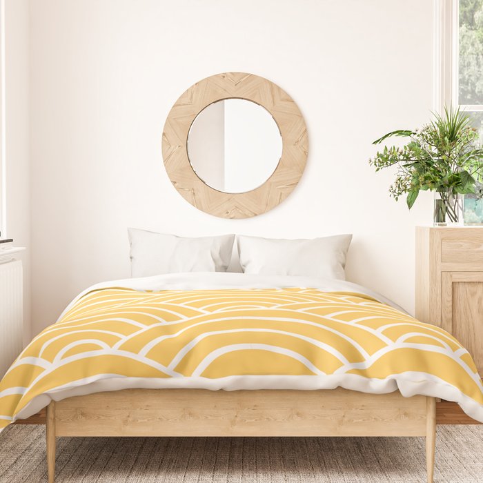 Yellow Japanese Seigaiha Wave Duvet Cover Gallery Image 3