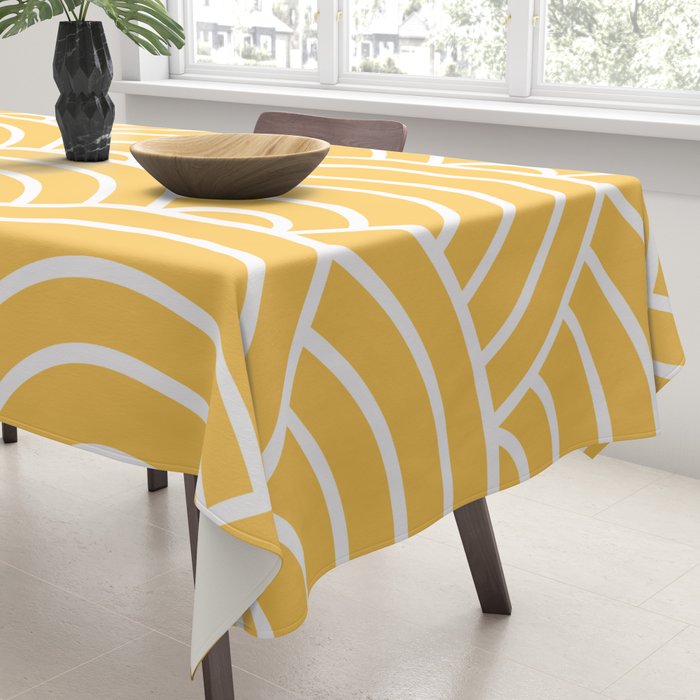 Yellow Japanese Seigaiha Wave Tablecloth Gallery Image 3
